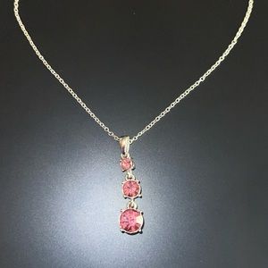 Pink stone silver necklace